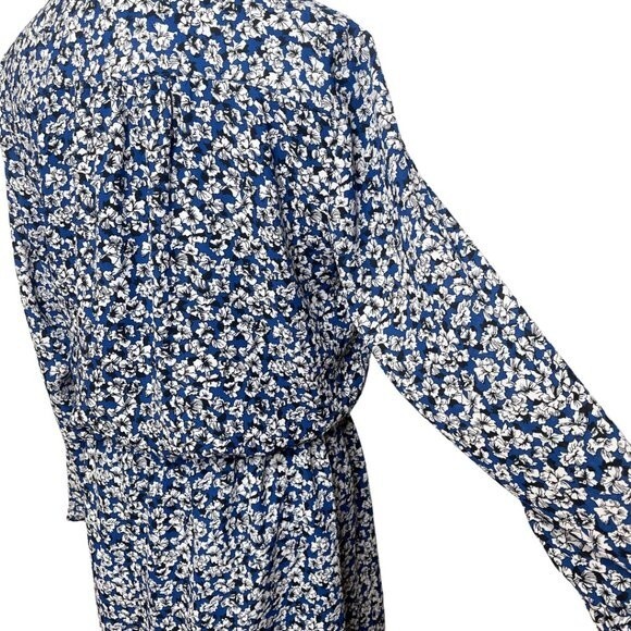 Dalia Woman Long Sleeve Elastic Waist Button Front Casual Formal Dress - Picture 4 of 16